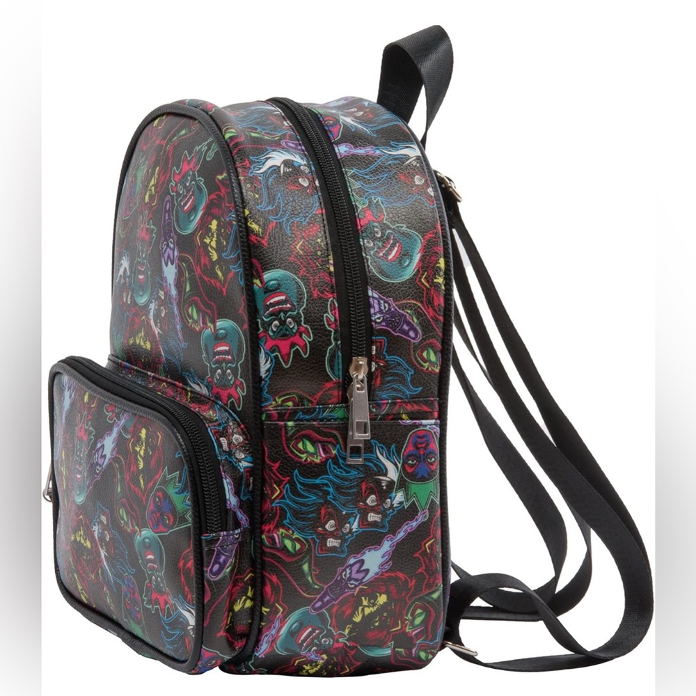 Disney Villains Mini Backpack W/ Allover Print & Vixen Zipper Pull - Picture 3 of 4